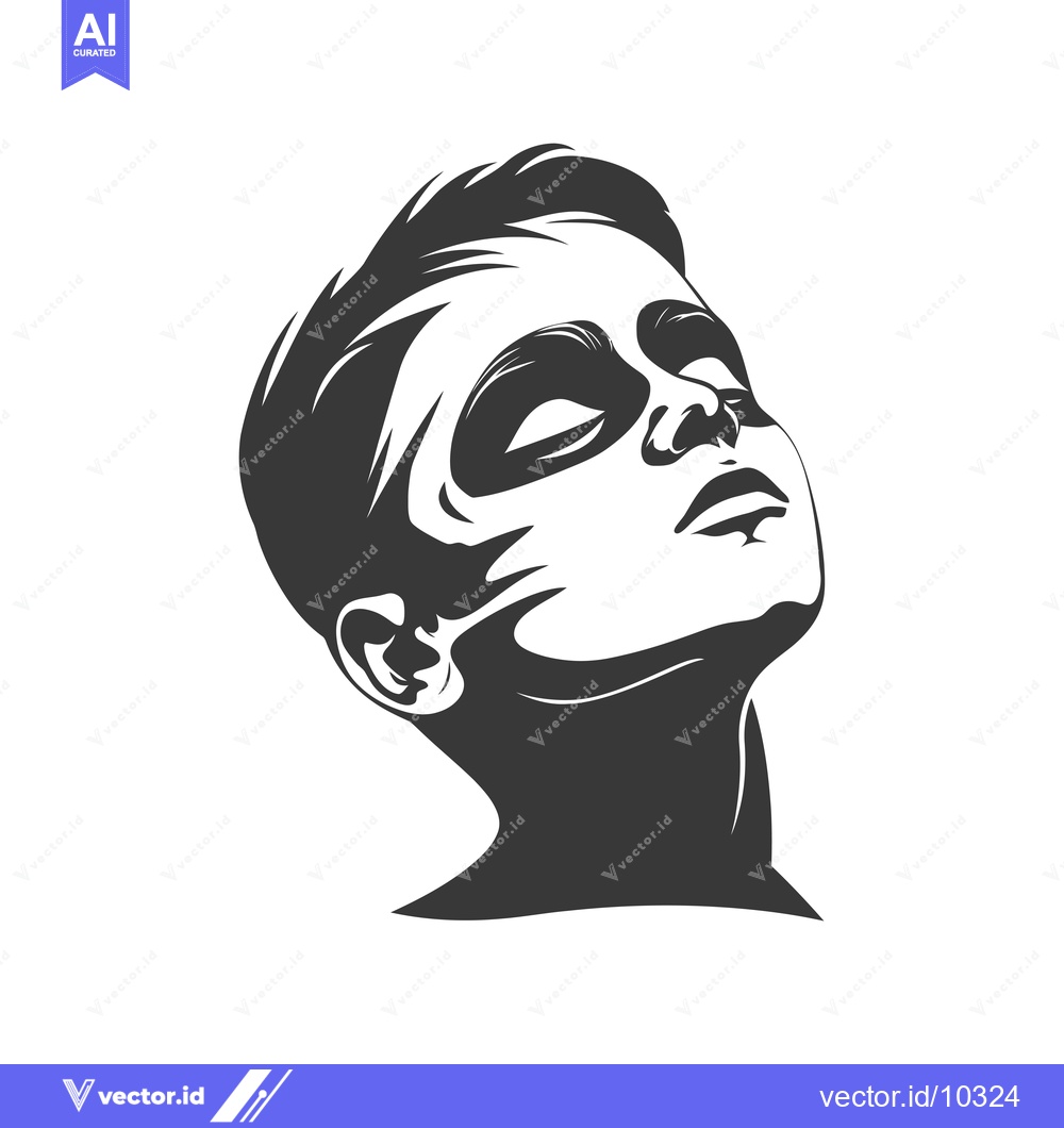 Premium Vector dari A Black and White Illustration of a Person's Face Looking Upward