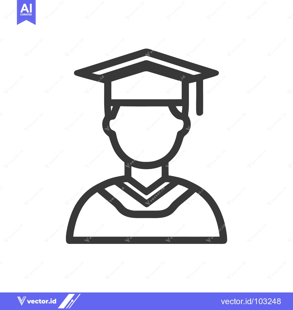 Premium Vector dari Minimalist Line Art Graduate Icon with Academic Cap and Gown, Educatio