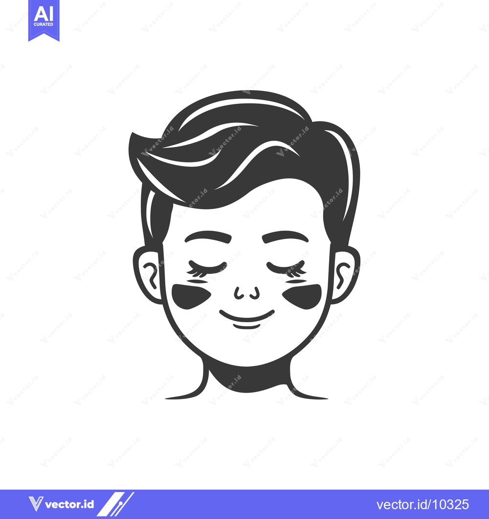 Premium Vector dari A black and white illustration of a person's face with closed eyes