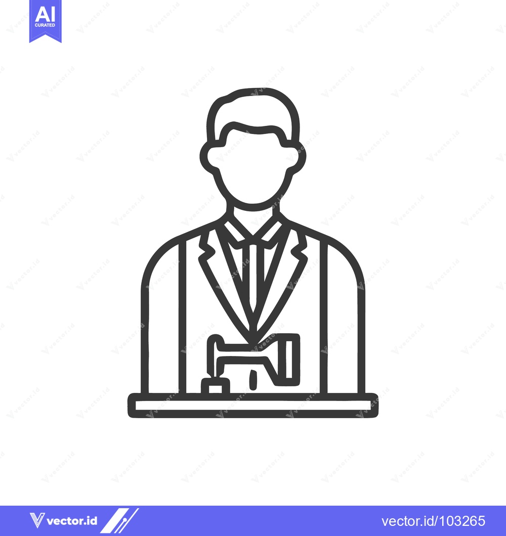 Premium Vector dari Stylized Line Art Icon of Tailor or Seamster with Sewing Machine, Craf