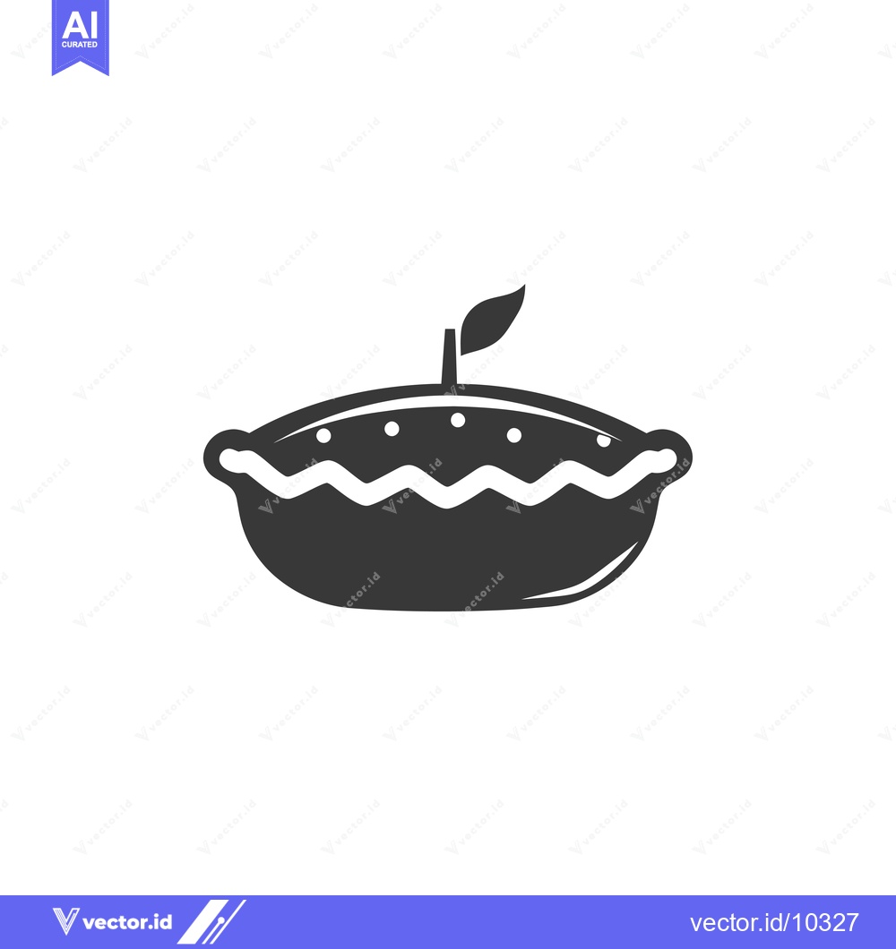 Premium Vector of A Black and White Illustration of a Pie with a Leaf on Top