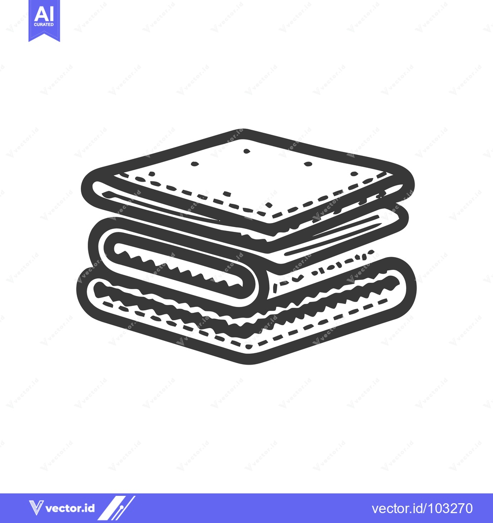 Premium Vector dari Monochrome Hand-Drawn Stack of Folded Towels Icon with Dotted Details