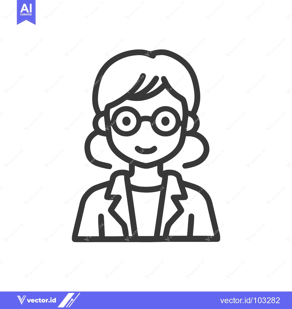 Premium Vector dari Smiling Female Professional Avatar Icon in Clean Line Art Style, Weari