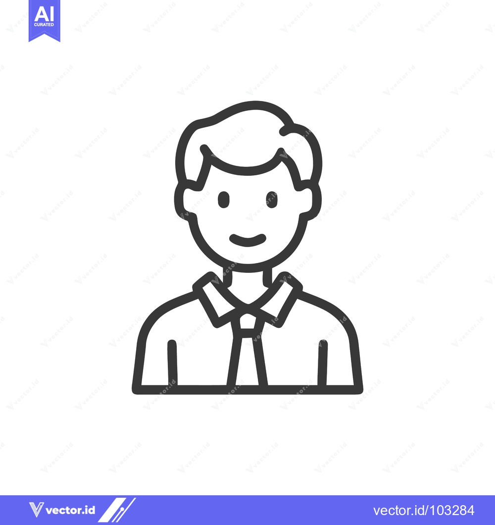 Premium Vector of Smiling Professional Man Icon in Minimalist Line Art Style