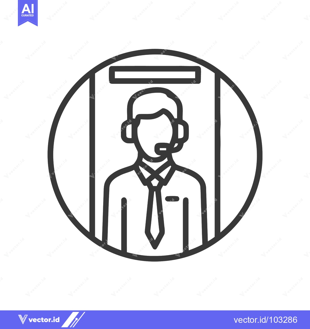 Premium Vector dari Minimalist Vector Line Icon of Customer Service Agent with Headset in