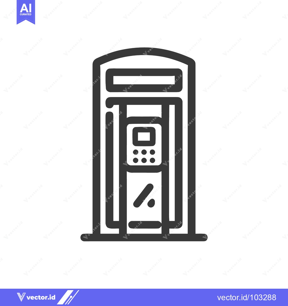 Premium Vector of Bold Line Art Icon of a Classic Public Telephone Booth for Communicati