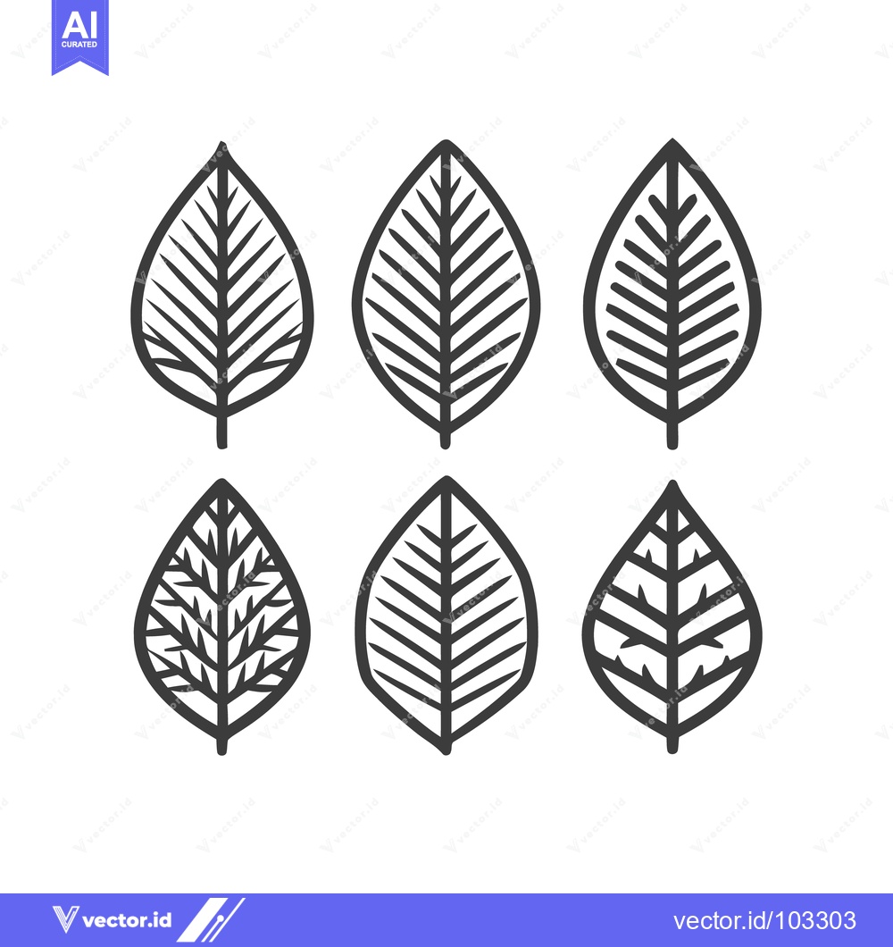 Premium Vector dari Minimalist Stylized Leaf Icons Vector Set on White Background