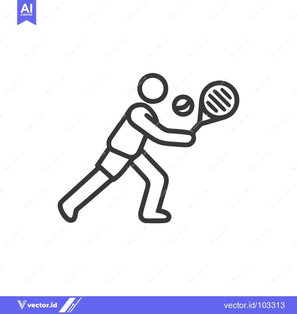 Premium Vector dari Dynamic Line Icon of Tennis Player Hitting Ball, Minimalist Sport Symb