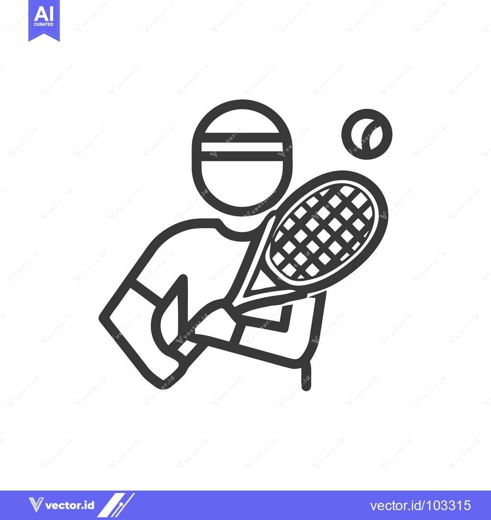 Premium Vector of Dynamic Outline Icon of a Tennis Player Hitting the Ball