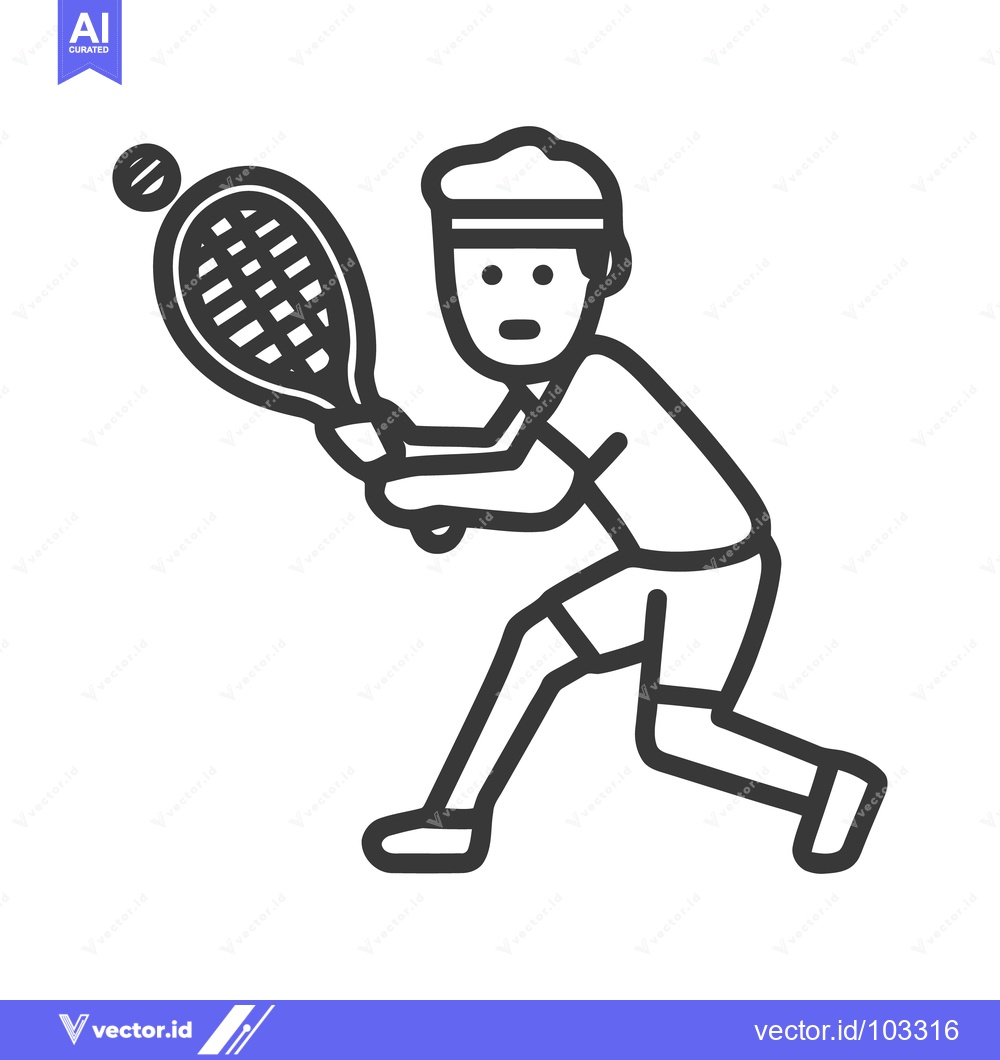 Premium Vector of Dynamic Tennis Player Hitting a Forehand Stroke, Minimalist Line Art I