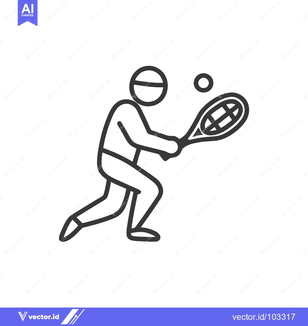 Premium Vector of Dynamic Tennis Player Line Icon Lunging for a Forehand Shot