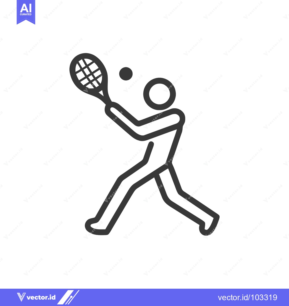 Premium Vector dari Dynamic Tennis Player in Action: A Modern, Minimalist Line Art Icon
