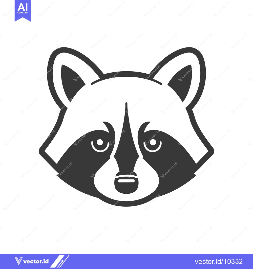Premium Vector dari A Black and White Illustration of a Raccoon's Face