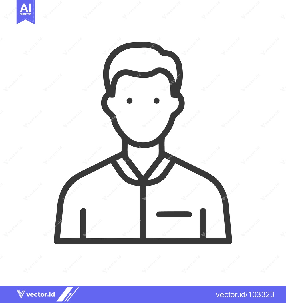 Premium Vector dari Clean line art icon of a male user profile with a collared shirt and p