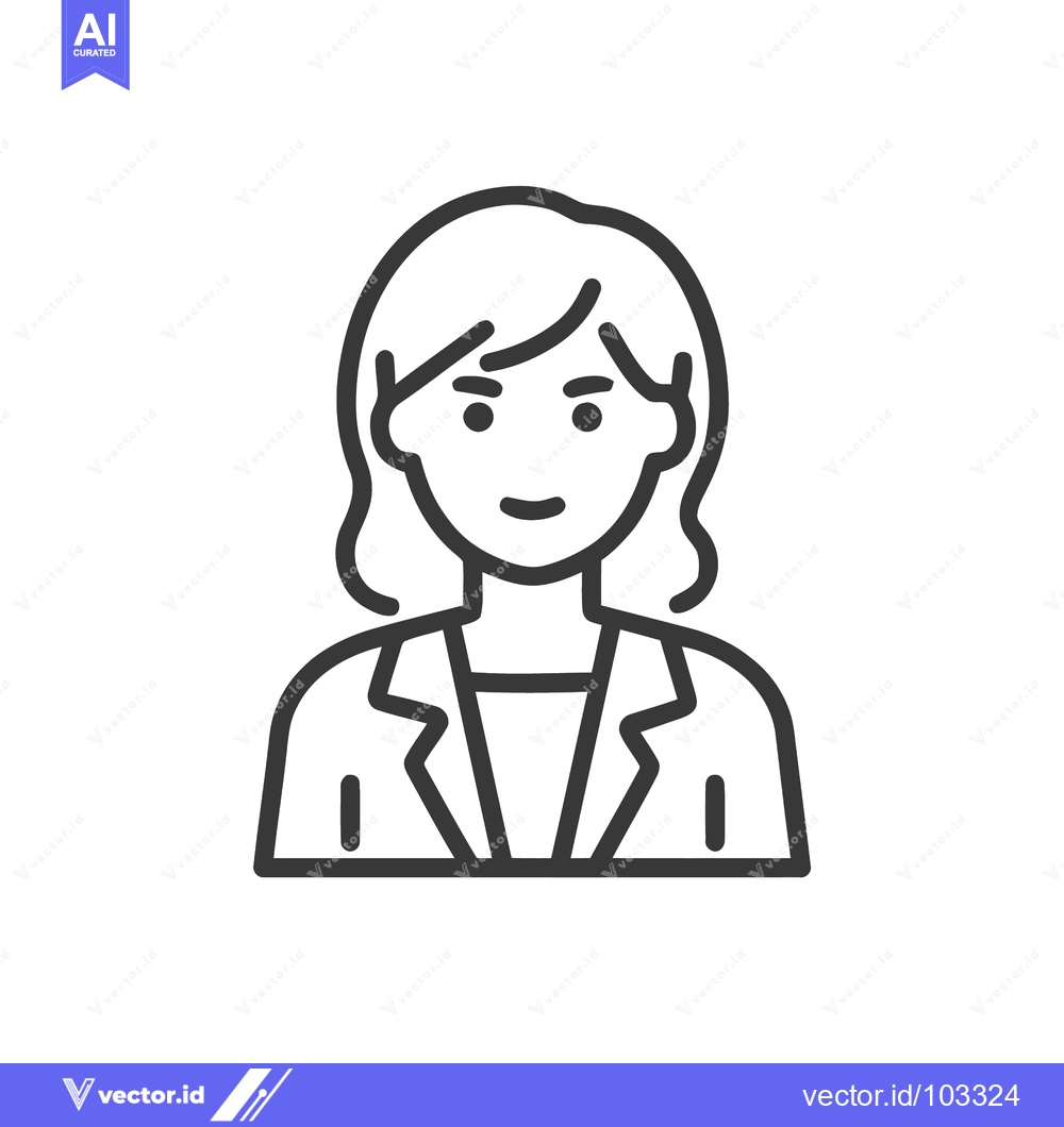 Premium Vector of Professional Woman Bust Portrait: Clean Line Art Icon with a Gentle Sm