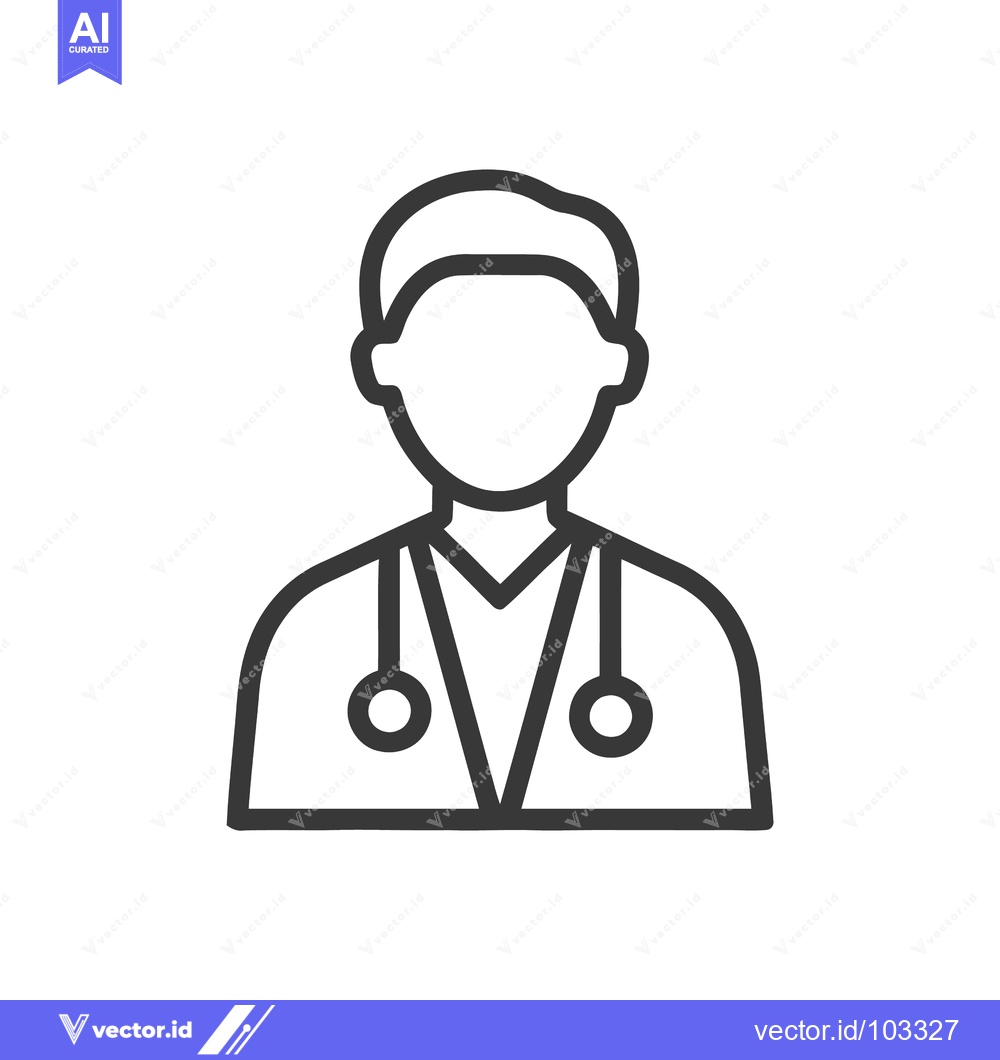 Premium Vector of Minimalist Doctor Bust Icon: Faceless Professional with Stethoscope