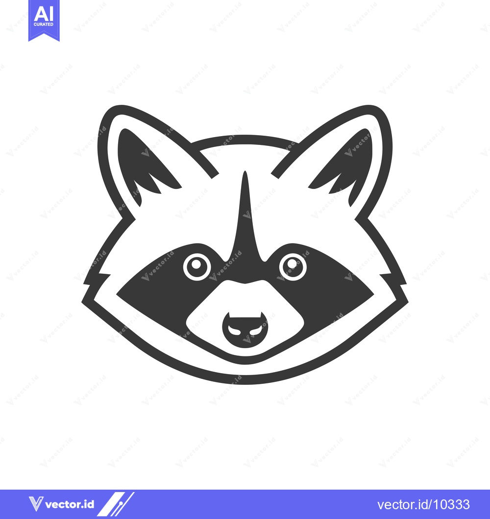 Premium Vector dari A black and white illustration of a raccoon's face