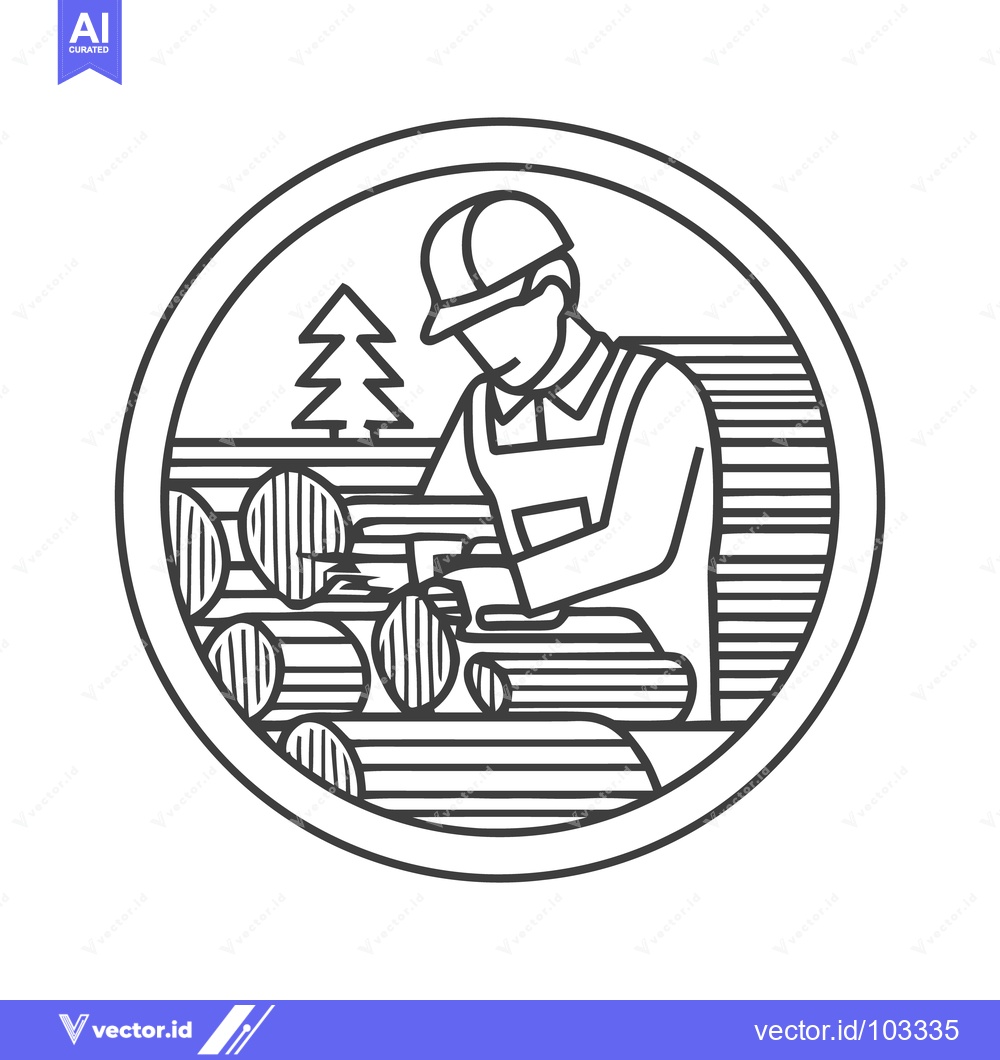Premium Vector dari Skilled Woodworker Crafting Timber in a Minimalist Line Art Emblem