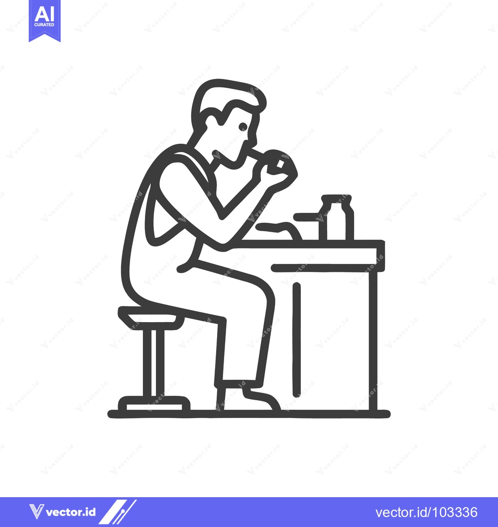 Premium Vector of Focused artisan at a workbench, a bold line art icon of meticulous cra