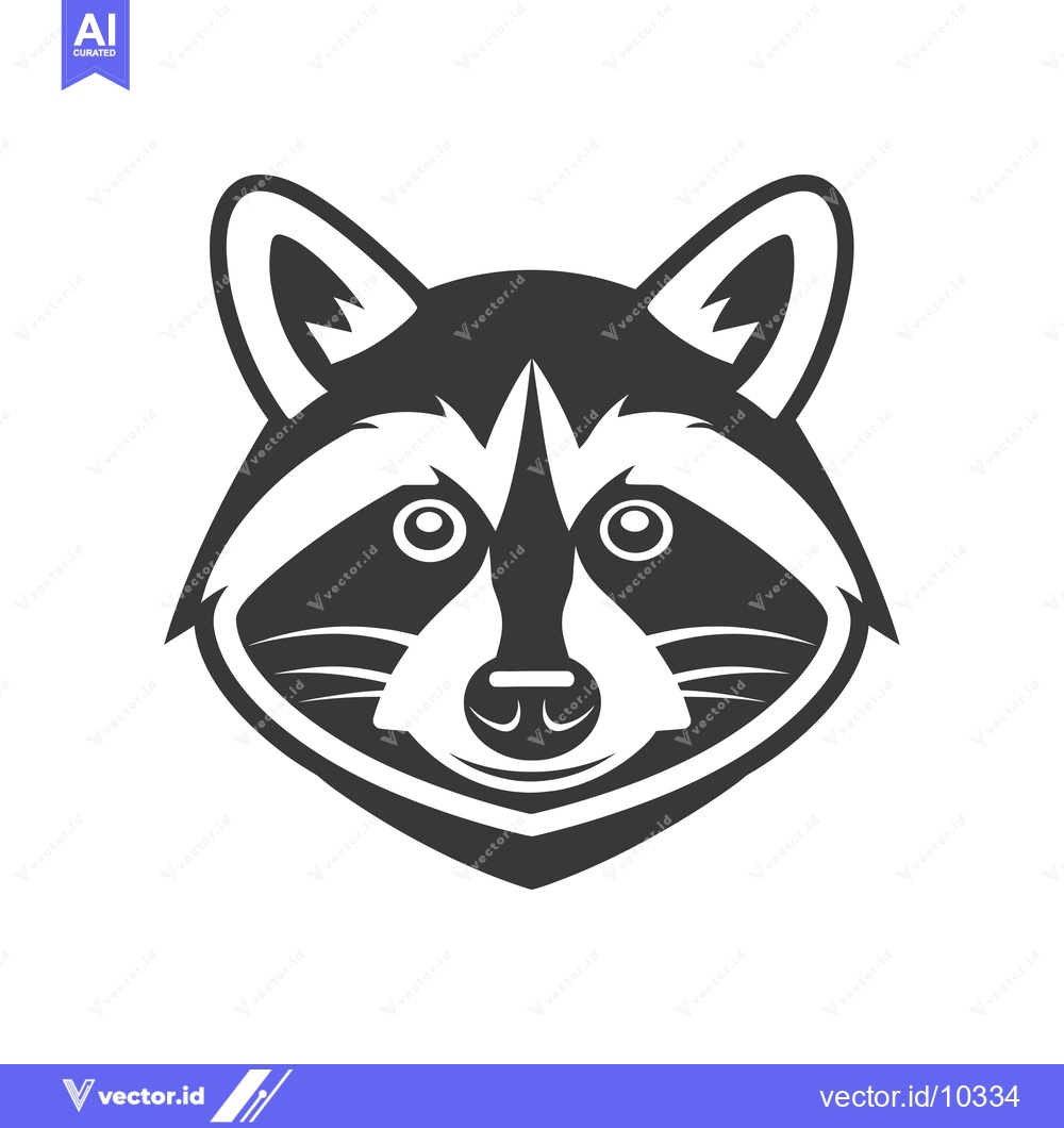 Premium Vector of A black and white illustration of a raccoon's face
