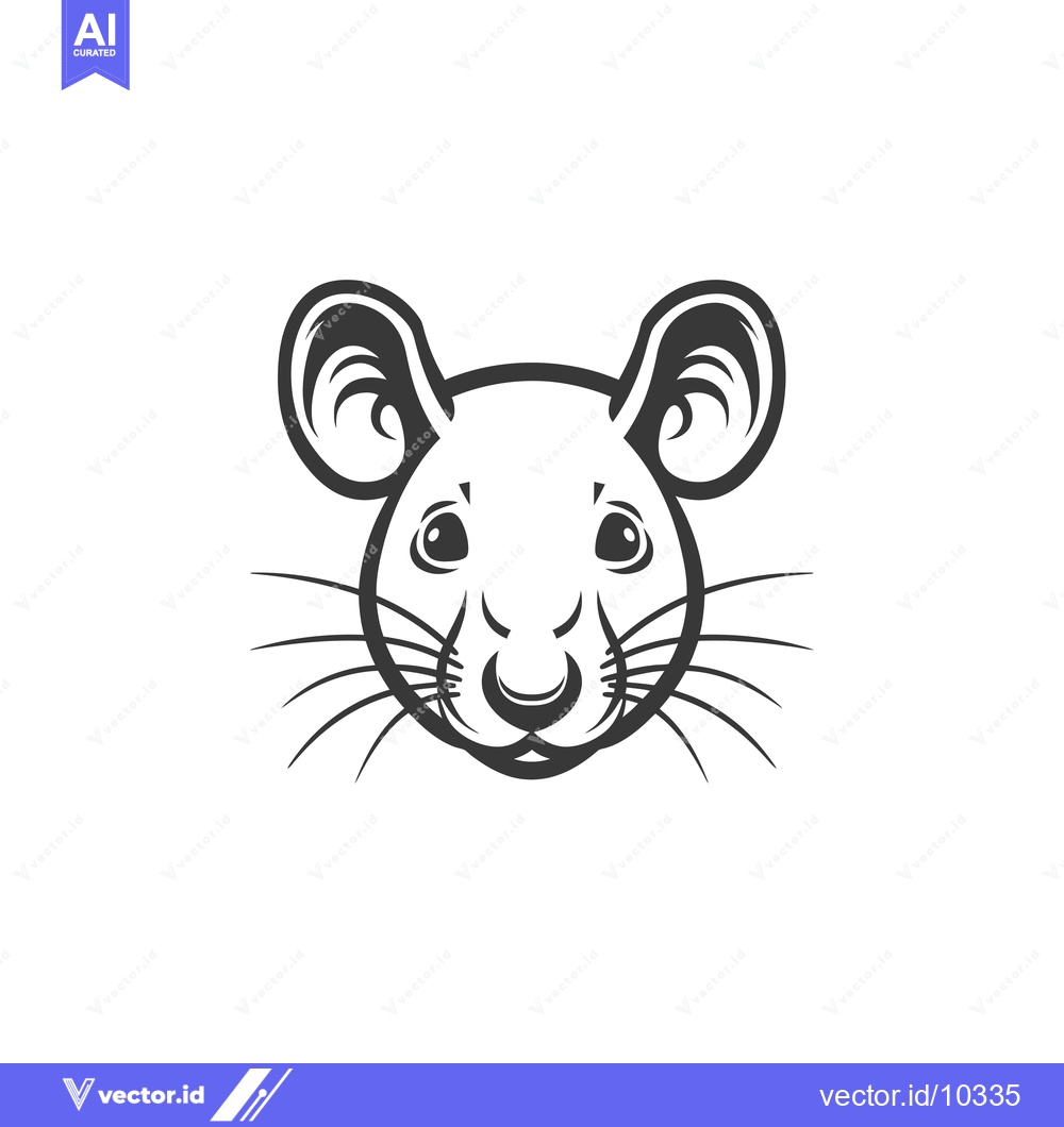 Premium Vector of A Black and White Illustration of a Rat's Head
