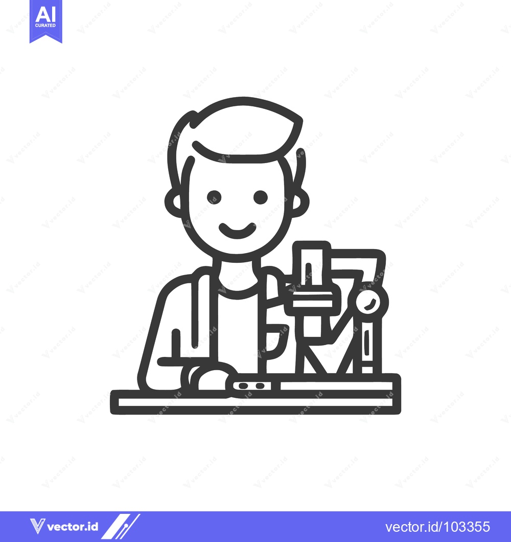 Premium Vector dari Smiling Young Technician Operating Precision Machinery - Minimalist Li