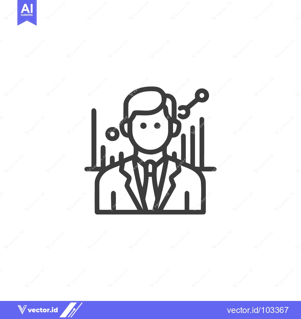 Premium Vector dari Data-Driven Success: Line Icon of a Professional Analyst with Growth C