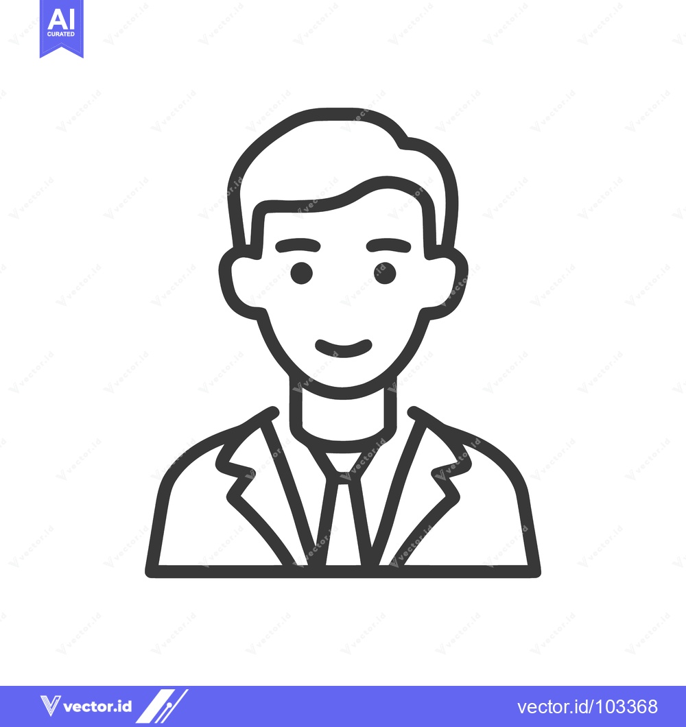 Premium Vector of Simple Line Art Icon of a Friendly Businessman in a Suit and Tie
