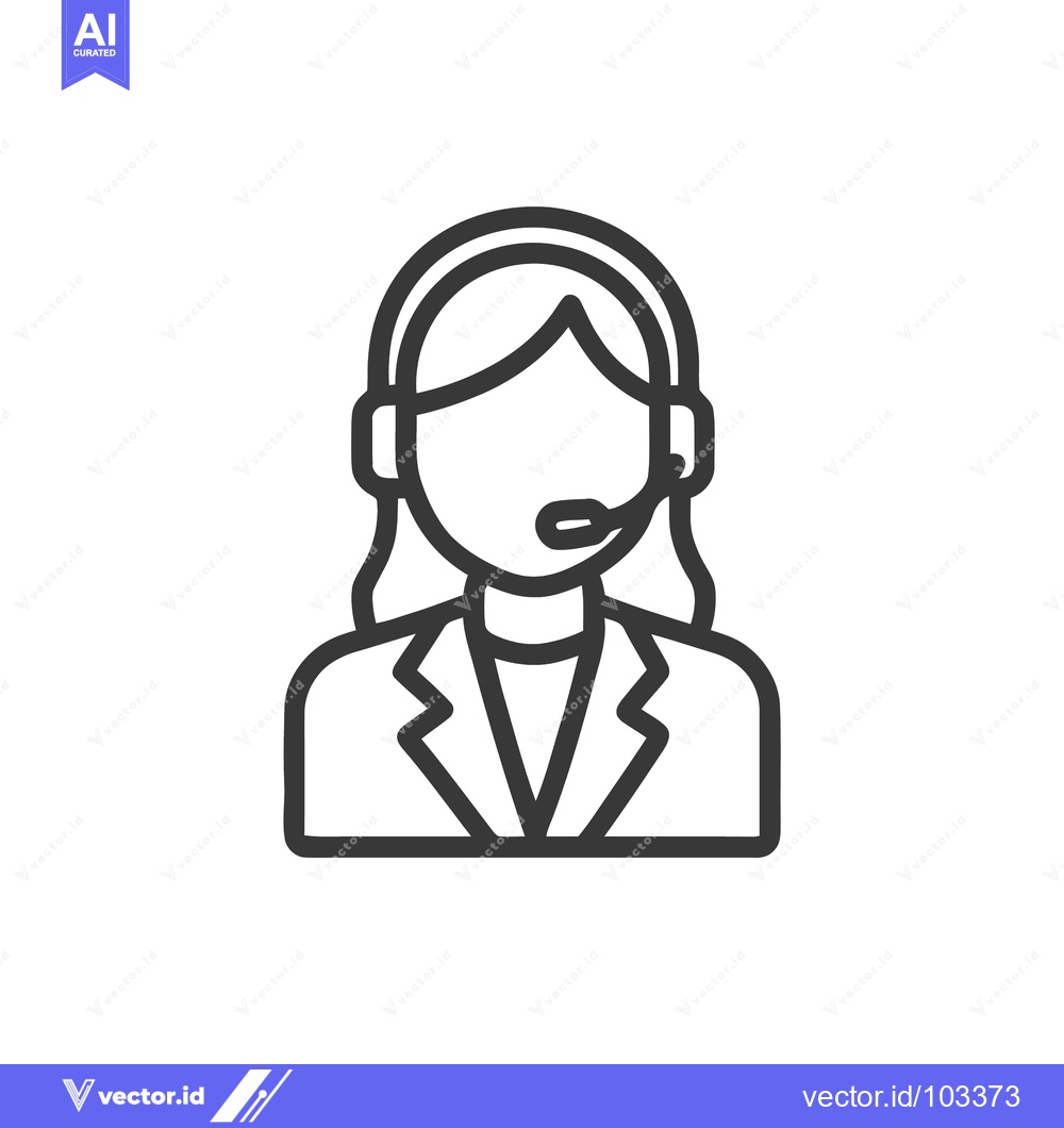 Premium Vector dari Professional Woman with Headset, Minimalist Customer Service Line Icon
