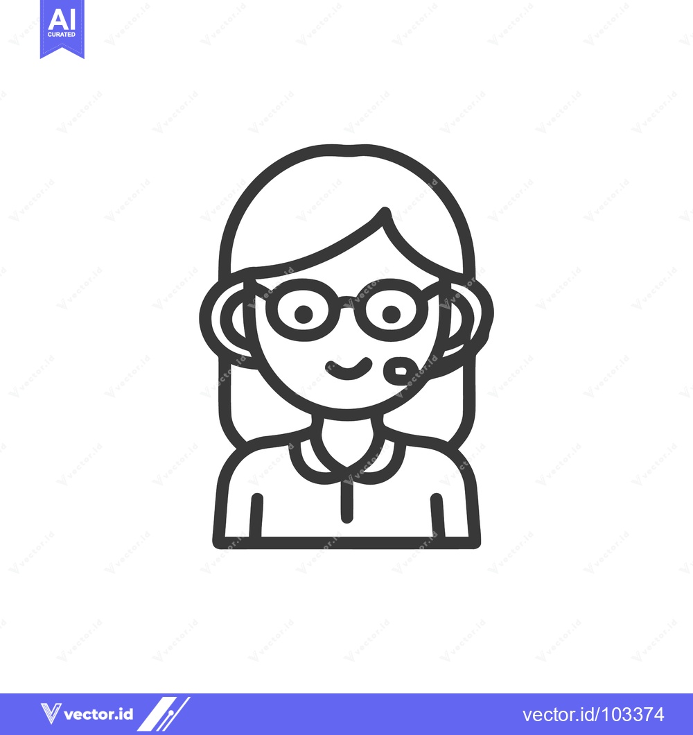Premium Vector dari Friendly Female Customer Support Agent with Headset, a Minimalist Line