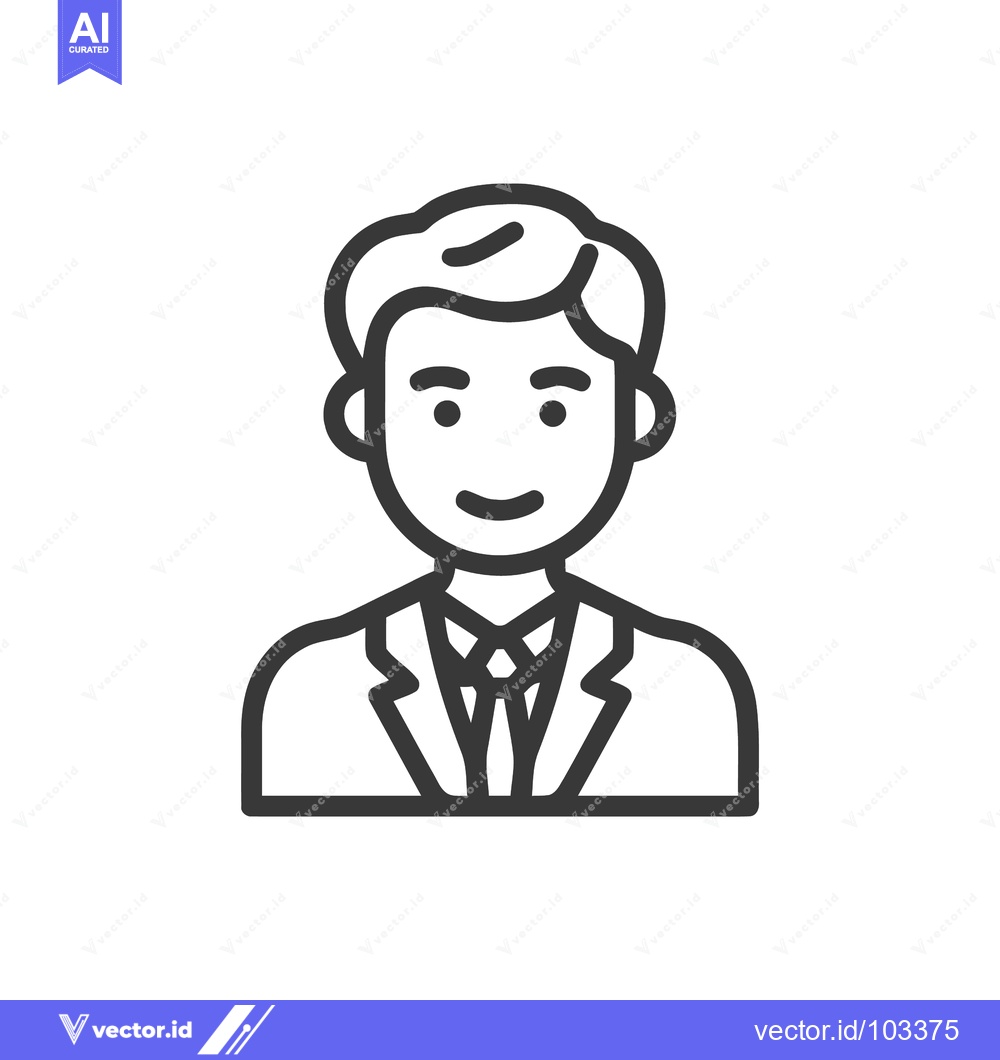 Premium Vector dari Clean Outline Icon of a Smiling Professional Businessman in a Suit
