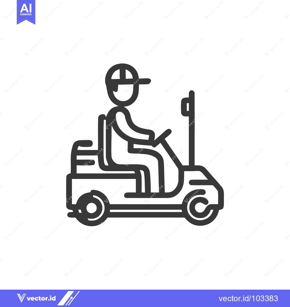 Premium Vector dari Driver in Cap on Electric Mobility Scooter, Clean Line Art Icon