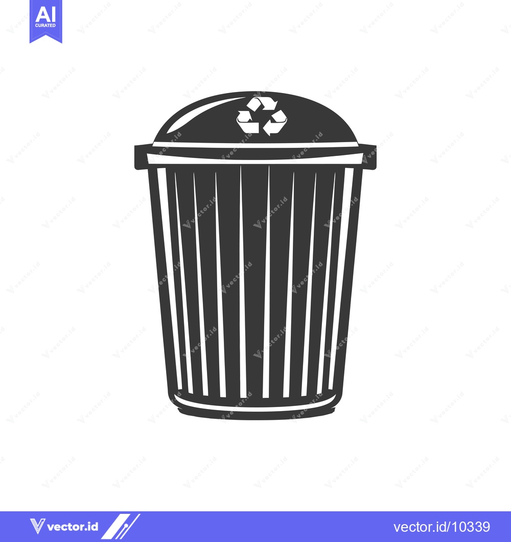 Premium Vector of A Black and White Illustration of a Recycling Bin