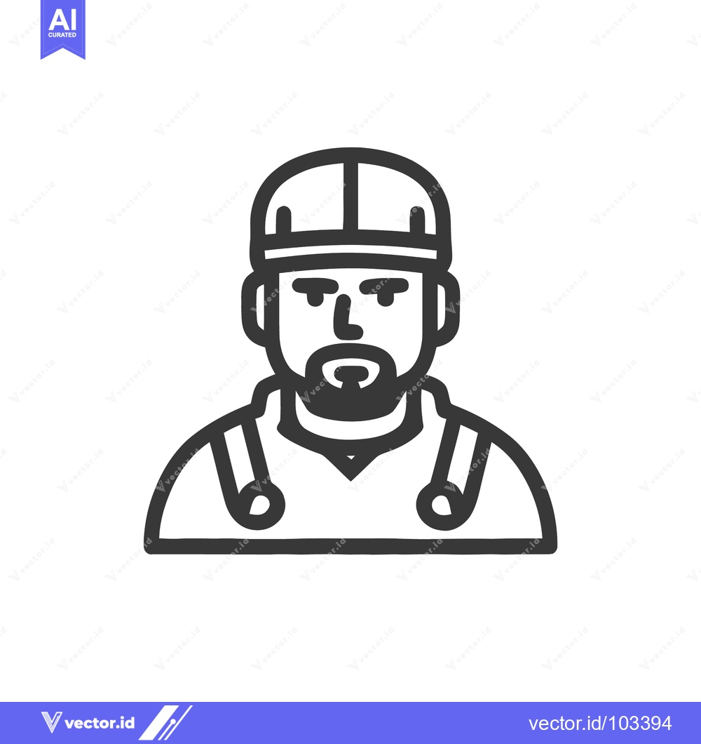 Premium Vector of Stylized Line Art Icon of a Male Medic with Stethoscope and Cap