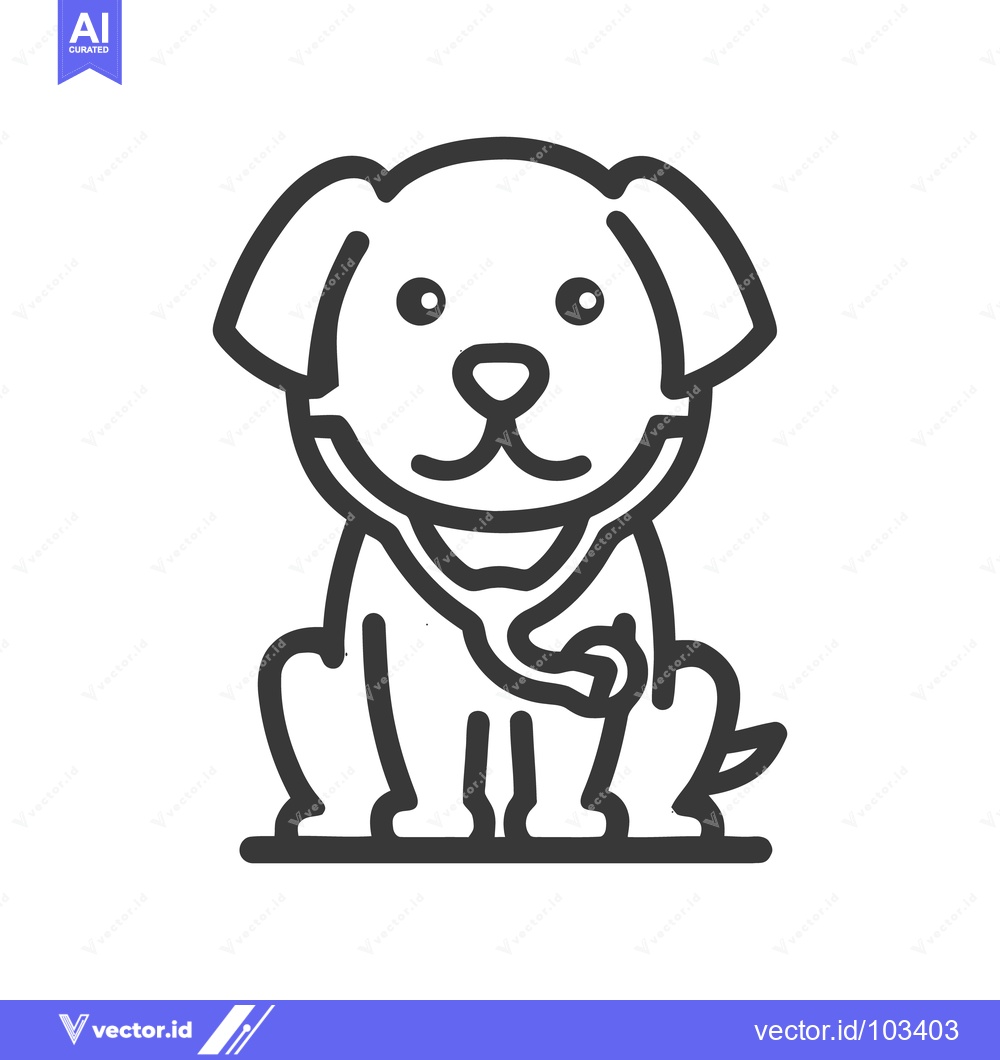 Premium Vector dari Cute Sitting Puppy with Stethoscope, Veterinary Care Line Art Logo