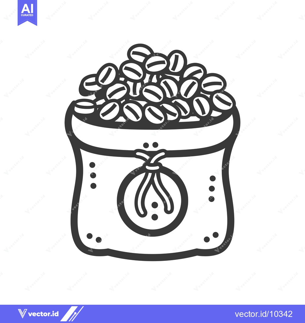 Premium Vector dari A Black and White Illustration of a Sack of Coffee Beans