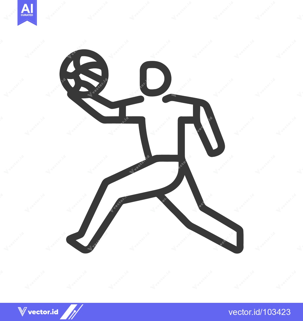 Premium Vector of Dynamic Basketball Player in Motion, Minimalist Line Art Icon
