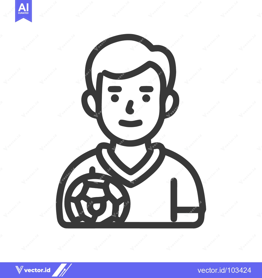Premium Vector dari Young Football Player with Soccer Ball, Minimalist Line Art Icon