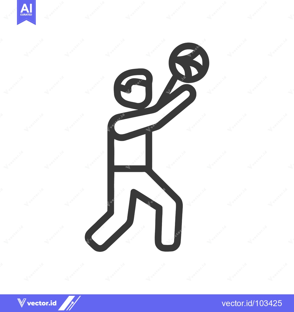 Premium Vector dari Minimalist line art icon of a basketball player in a dynamic shooting