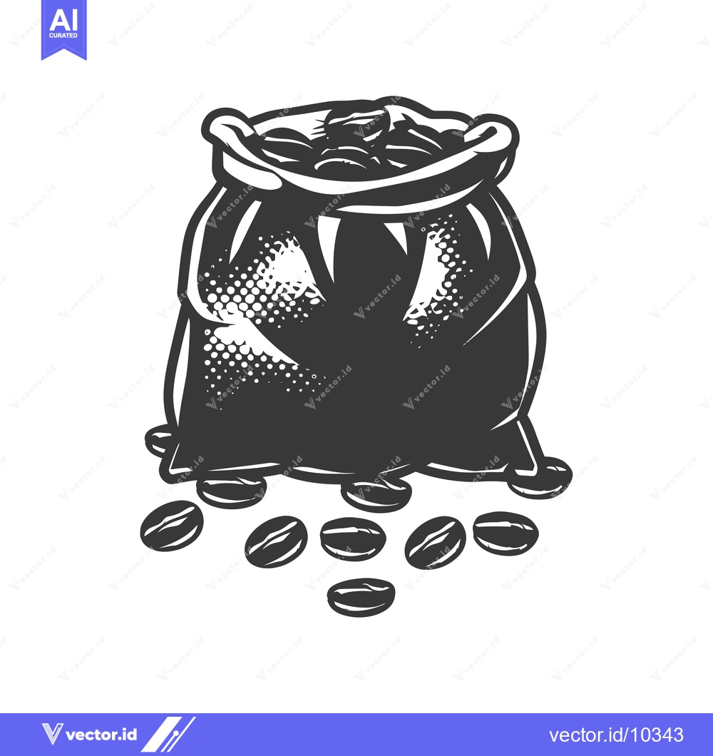 Premium Vector dari A Black and White Illustration of a Sack of Coffee Beans