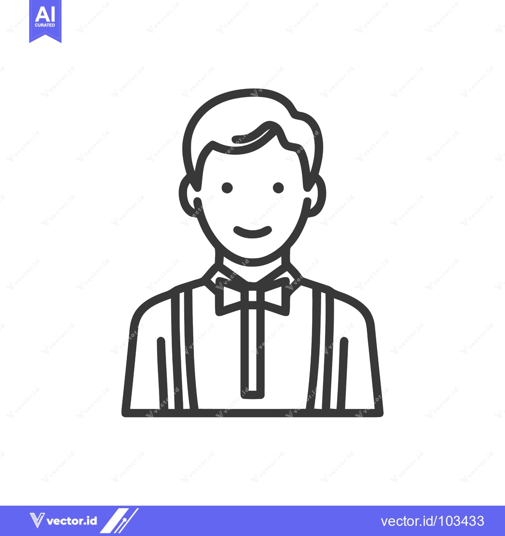 Premium Vector dari Friendly Service Professional with Bow Tie and Suspenders Line Icon
