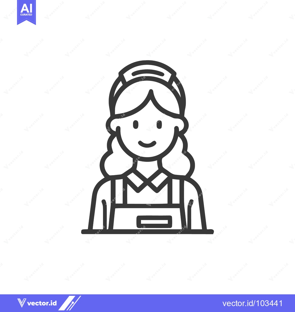 Premium Vector dari Professional Housekeeper Character Bust Minimalist Line Art