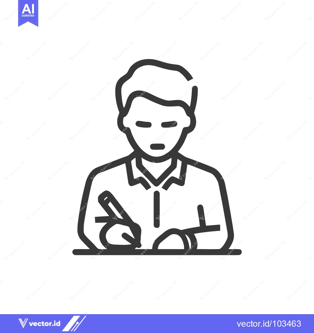 Premium Vector dari Bold Line Art Icon of a Person Writing, Symbolizing Study and Work