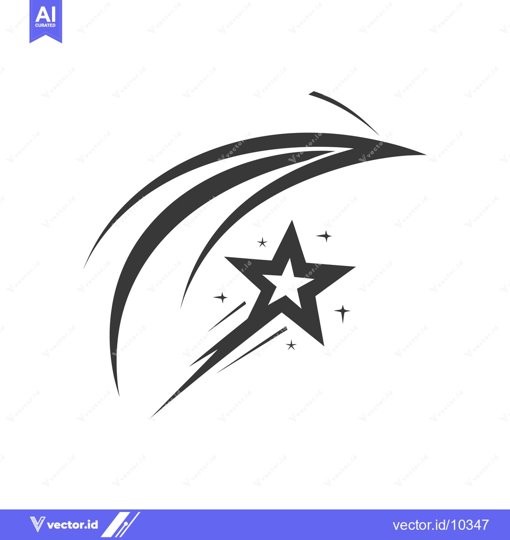 Premium Vector dari A black and white illustration of a shooting star with a five-pointed