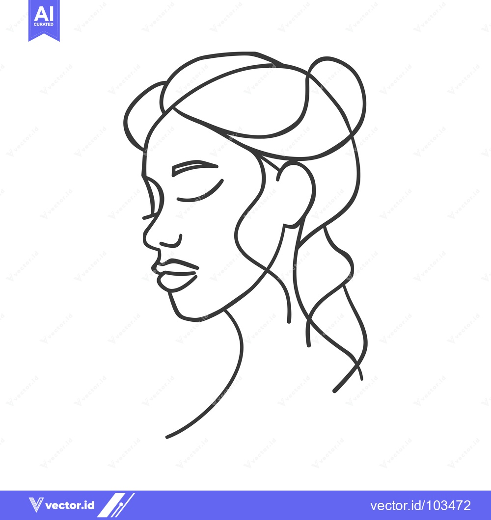 Premium Vector dari Single-Line Drawing of a Woman's Face in Profile