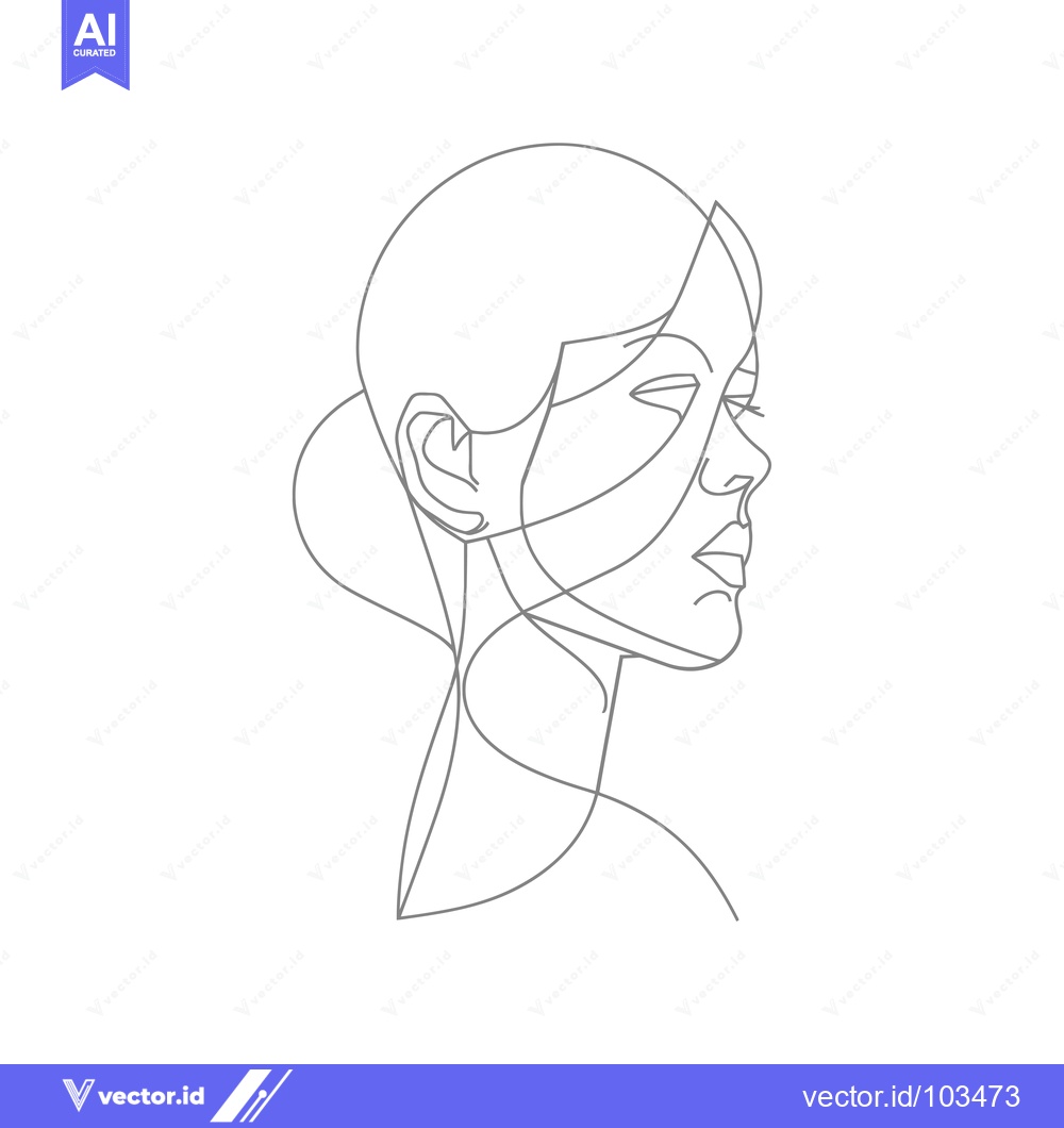 Premium Vector dari Single-Line Drawing of a Woman's Face in Profile