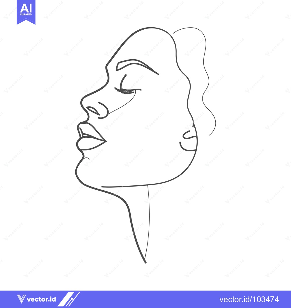 Premium Vector dari Single-line drawing of a woman's face in profile