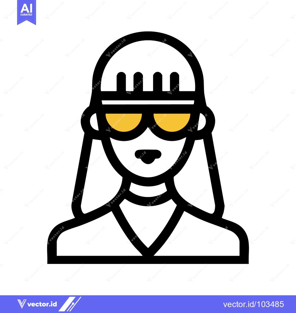 Premium Vector dari Stylized Female Avatar Icon with Yellow Sunglasses and Bob Haircut