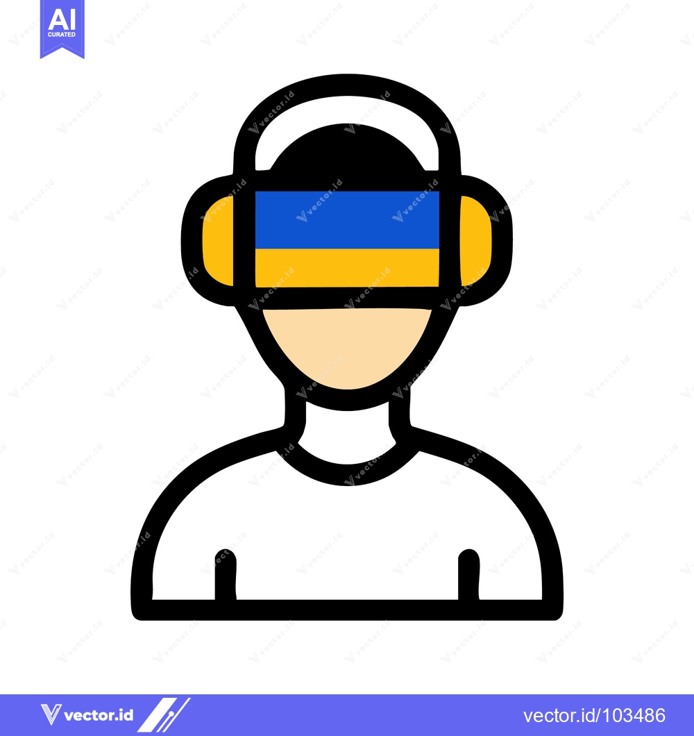 Premium Vector dari Stylized Profile of Person Wearing Ukrainian Flag Headphones