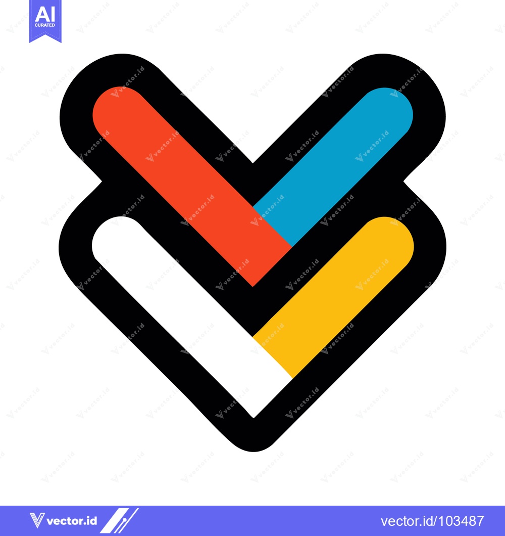 Premium Vector dari Abstract Interlocking Arrows Logo with Bold Colors and Black Outline o